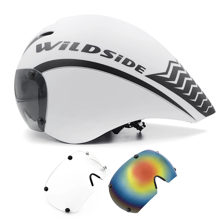 Wildside Aero Triathlon Cycling Helmet With Lens Goggles