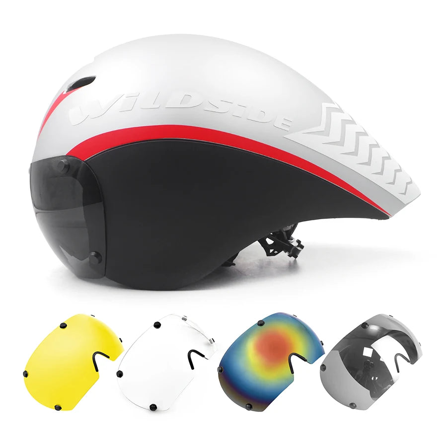 Wildside Aero Triathlon Cycling Helmet With Lens Goggles