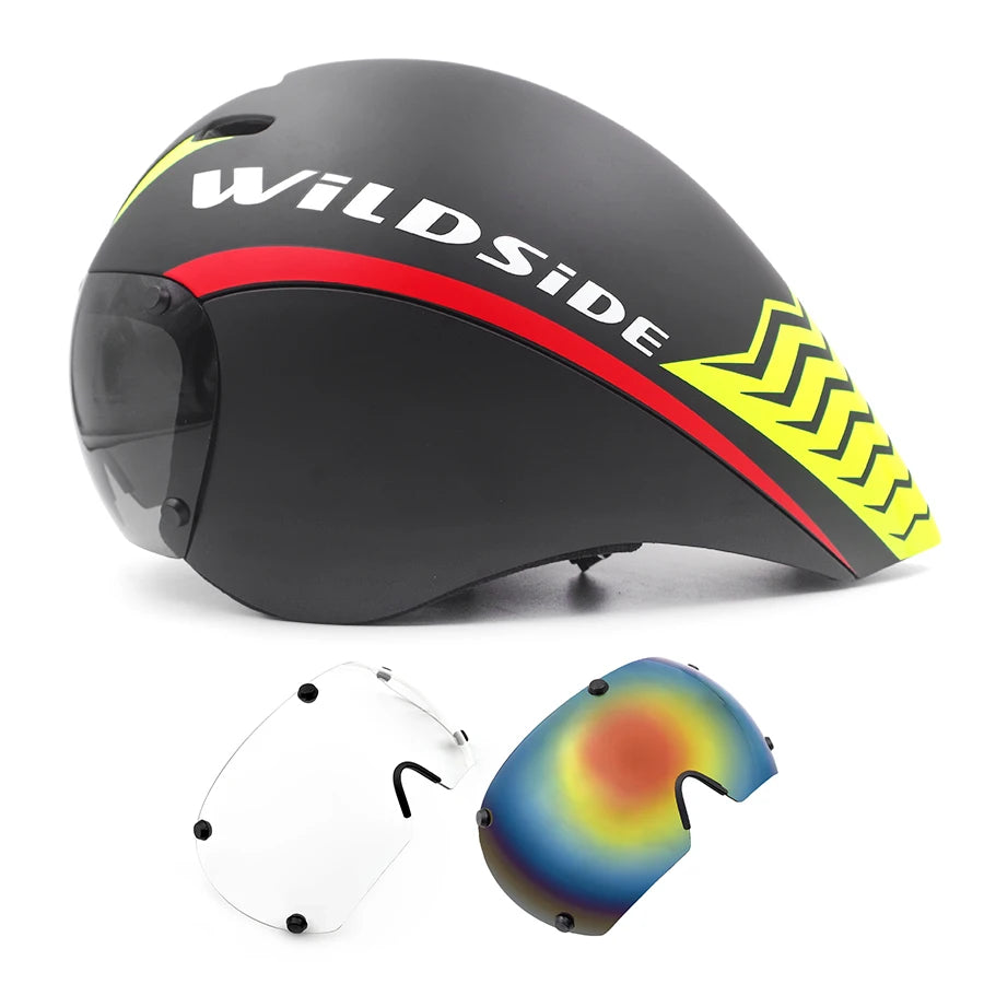 Wildside Aero Triathlon Cycling Helmet With Lens Goggles