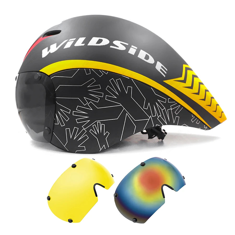 Wildside Aero Triathlon Cycling Helmet With Lens Goggles
