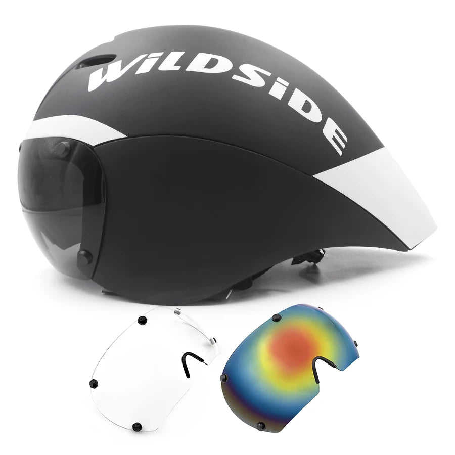 Wildside Aero Triathlon Cycling Helmet With Lens Goggles