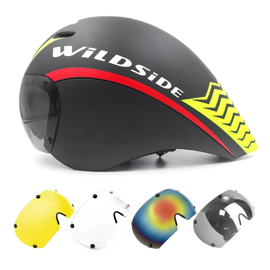 Wildside Aero Triathlon Cycling Helmet With Lens Goggles