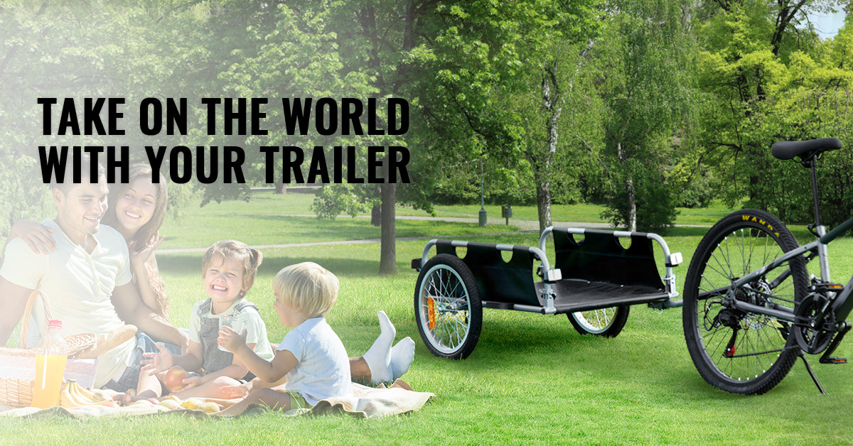 SucceBuy 100lbs Bike Cargo Trailer Foldable Bicycle Wagon Storage Cart with 16" Wheels&Safe Reflectors Fits 22"-28" Bike Wheels